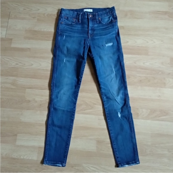 Madewell | Size 28 9" High-Rise Skinny Jeans Blue Wash Distressed Edition - Picture 5 of 14
